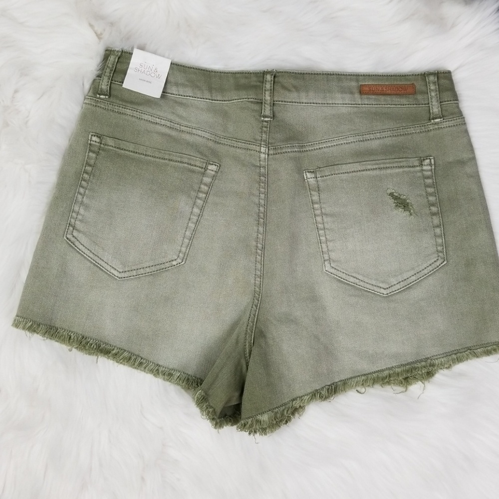 Sun & Shadow High Rise Button Fly Denim Shorts - Picture 2 of 5